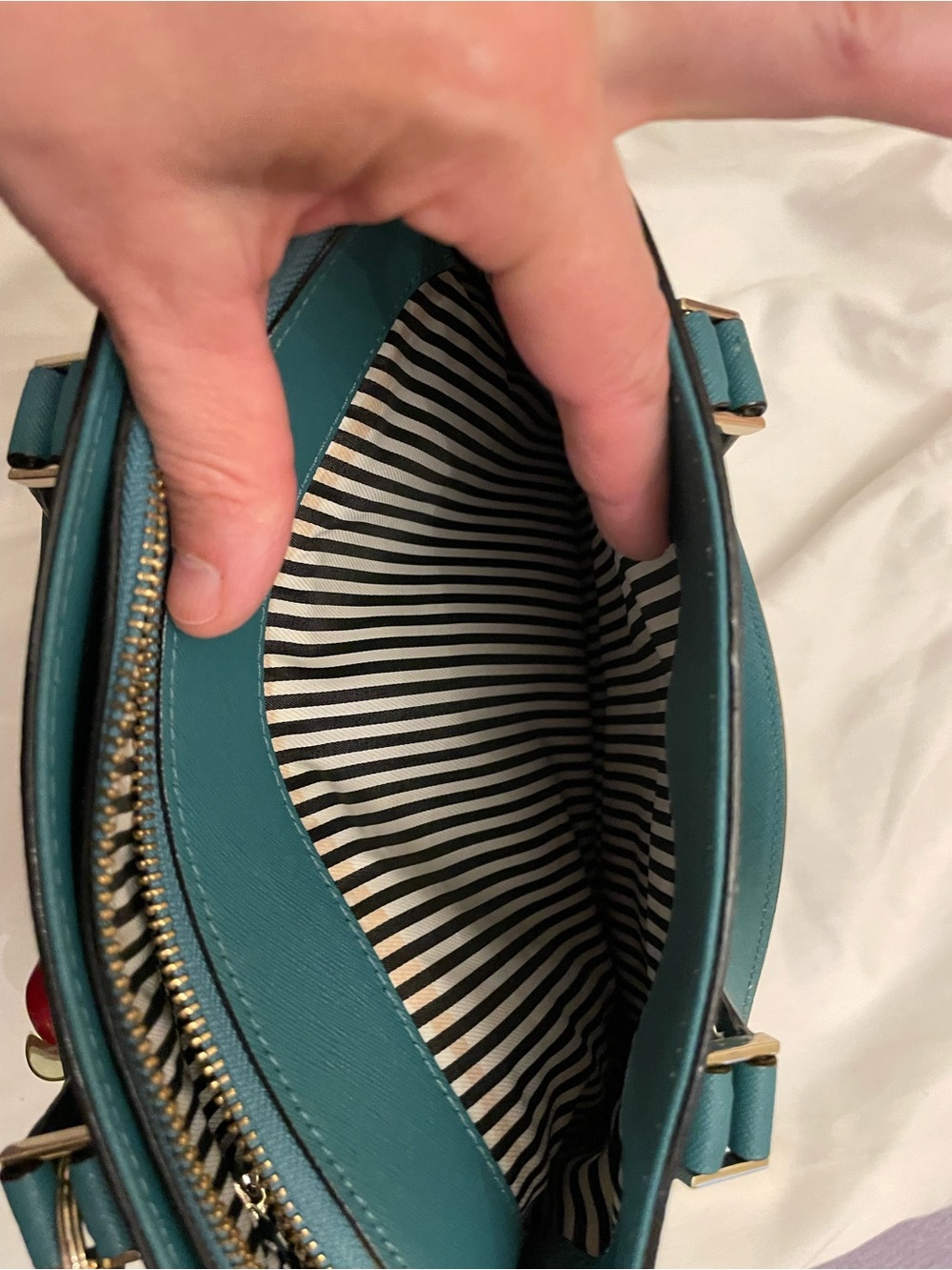 kate spade Teal Dome Satchel with Cherry Charm - Picture 4 of 12